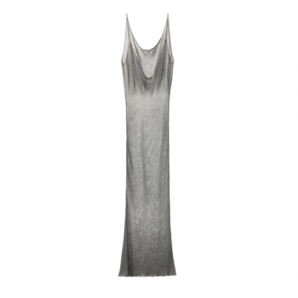 ZARA METALLIC THREAD MESH DRESS LIMITED EDITION - Picture 9 of 12